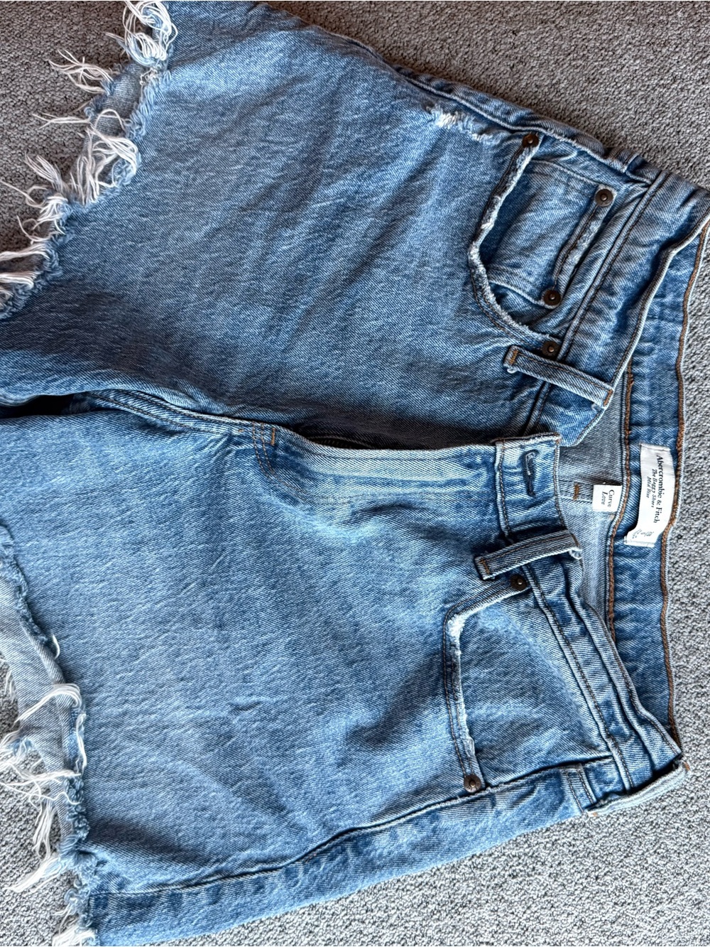 Abercrombie & Fitch Mid-Rise Light Blue Denim Shorts